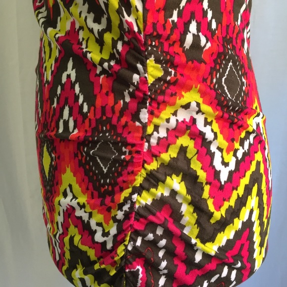 NWT INC Colorful Aztec Pattern One-Shoulder Top - Picture 3 of 6